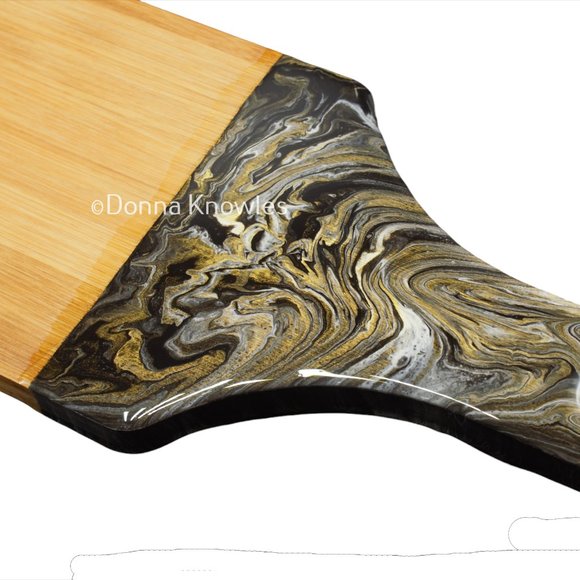 NWOT Fluid Art Bamboo Serving Paddle, Cheese Board - Picture 4 of 9